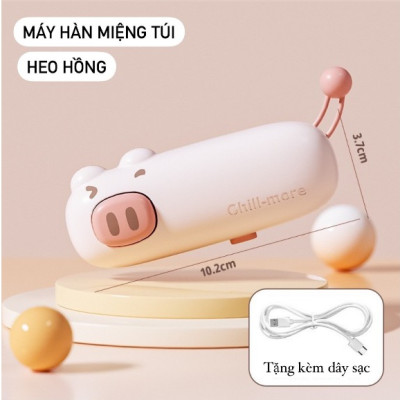 Máy Hàn Miệng Túi Cầm Tay Cute, Máy Ép Miệng Túi Đồ Ăn Vặt Sạc Pin Tích Hợp Nam Châm Kèm Đầu Cắt Tiện Dụng - Hàng Chính Hãng MINIIN