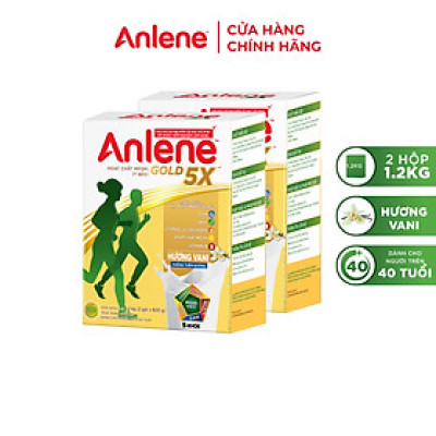 Combo 2 Sữa Bột Anlene Gold 5X Hương Vanilla (Hộp Giấy 1,2kg)