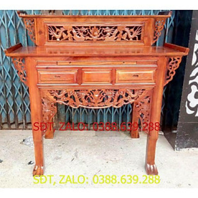 Bàn Thờ Bàn Cúng 2 Tầng 127cm gỗ Tràm Bông Vàng