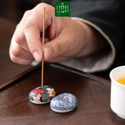 Đế Cắm Nhang Thảo Mộc Bằng Gốm Sứ Yên Tối Giản Dùng Thiền, Yoga Dâng Hương Trang Trí Thư Giãn