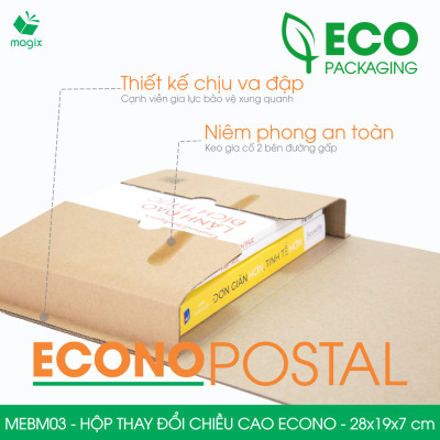 MEBM03 - 28x19x7 cm - 60 hộp carton thay đổi chiều cao siêu tiết kiệm - Hộp đóng sách, hộp gói hàng