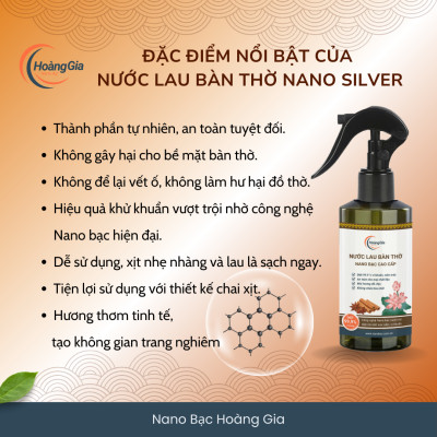 Nước Lau Bàn Thờ Nano Bạc Hoàng Gia - Khử Khuẩn Làm Sạch Bảo Vệ Đồ Thờ Cúng Giữ Hương Thanh Tịnh
