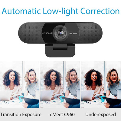 Emeet C960 / C960 4K - Webcam Họp Trực Tuyến Góc Rộng, Full HD/ 4K Tự Động Lấy Nét Và Căn Chỉnh Ánh Sáng - Hàng Chính Hãng