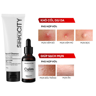 Bộ đôi giảm mụn sưng viêm Men Stay Simplicity cho nam Zinc PCA 1% + Terpineol-4 100g + 30ml