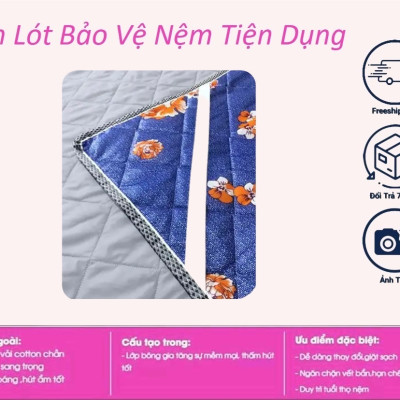 Tấm Lót Bảo Vệ Nệm Có Thun Chằn 4 Góc [Đủ Size]