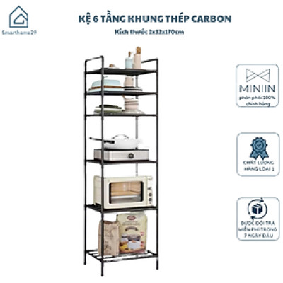Kệ Nhà Bếp, Kệ Phòng Khách 6 Tầng Đa Năng, Khung Thép Carbon Sơn Tĩnh Điện Chống Rỉ - HÀNG CHÍNH HÃNG MINIIN