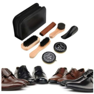 Bộ dụng cụ đánh giầy kèm 2 hộp xi , Bộ xi đánh giầy tiện dụng đánh bóng giầy siêu nhanh