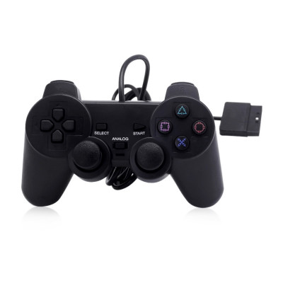 Tay cầm PS2 đen có rung PlayStation PC - Cáp chuyển cổng PS2 sang USB cho PC máy tính bàn laptop - chuyên đá pes - game hành động - miếng lót chuột
