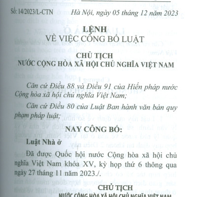 Luật Nhà Ở (Có hiệu lực thi hành từ ngày 1/8/2024)
