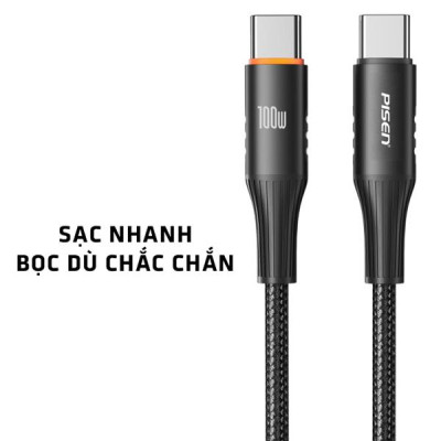 Cáp Sạc Nhanh Thông Minh Tự Ngắt Pisen Pro - Fox Intelligent PowerOff USB-C PD 100W 1.2m