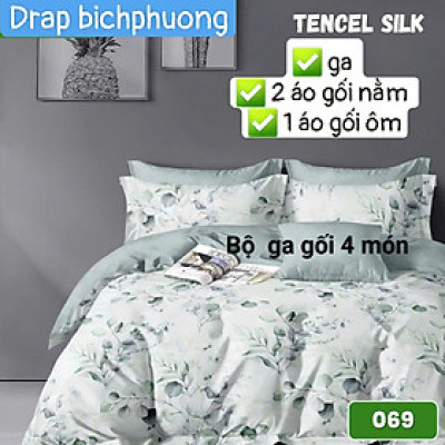 Bộ drap gối Tencel vải Hàn Quốc , đỉnh cao mát , mềm mại { drap và 3 áo gối}