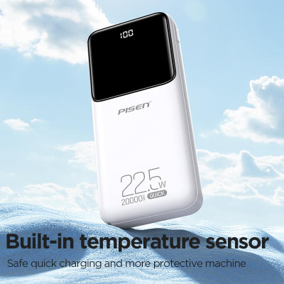 Sạc Dự Phòng Pisen Quick Semi - Mirror 22.5W 20000mAh - Màu Trắng