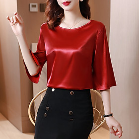 Áo lụa mặc trong vest cổ tròn tay lở thanh lịch - NEW DESIGN AO0049