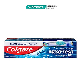 Kem Đánh Răng Colgate Max Fresh Bạc Hà Tinh Thể Cực The Mát 225g + Bàn Chải Mềm Mại