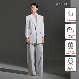 Áo blazer vai rộng, cổ 2 ve tay lỡ dài màu trắng TOVE thiết kế cao cấp WHITE CHIC