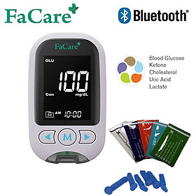 Máy đo Đường huyết, Mỡ máu, Axit Uric 5 trong 1 FaCare FC-M168 (TD-4216) Bluetooth