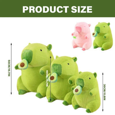 Thú nhồi bông capybara ăn bơ cute - Size từ 30cm đến 50cm - Quà tặng chuột lang nước xanh bơ êm mịn.