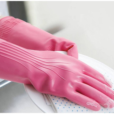 Combo 01 Bàn chải chà cửa kính, tường gạch men nhà tắm Kokubo có móc treo tiện dụng + 01 Găng tay cao su gia dụng - Nội địa Nhật Bản