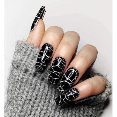 Sơn Nứt Đen Trắng Vedeeni 15ml Cao Cấp Đậm Mướt, Sơn Tạo Nứt Tự Nhiên Dễ Kéo, Không Bị Gợn Chuyên Dùng Làm Nail Women Nữ