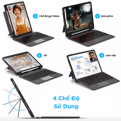 Bao ốp bàn phím thông minh WIWU WALTZ MAGIC dành cho iPad Air 4 2020 - Hàng Chính Hãng