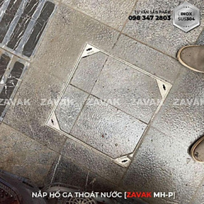 Nắp hố ga lát đá ZAVAK MHP*-AA50 KT50x50/ lát đá dày 4cm/ inox 304