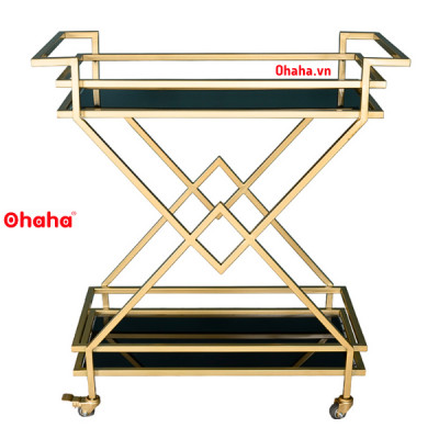 KỆ TRANG TRÍ PHÒNG KHÁCH SANG TRỌNG CÓ BÁNH XE CAO CẤP OHAHA - KTT024