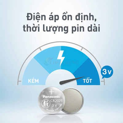 Vỉ Pin nút Panasonic 3V CR-2025/5BN (1 viên/5 viên) - Hàng chính hãng