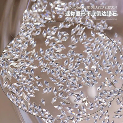 Đá Khối Diamond Chân Bằng Hình Thoi Gắn Móng Siêu Sáng, Set 100 Viên Charm Làm Nail Size Mini Màu Trắng Thủy Tinh Lấp Lánh