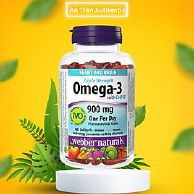 [Webber Naturals] Viên Uống Triple Strength Omega-3 CoQ10 900mg - 80 Viên - Hàng Công Ty