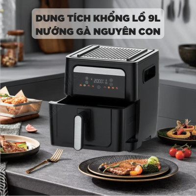 Nồi Chiên Không Dầu Kèm Vỉ Nướng 2-in-1 Mishio MK407: Nâng Tầm Món Ngon, Tiện Lợi Vượt Trội - hàng chính hãng