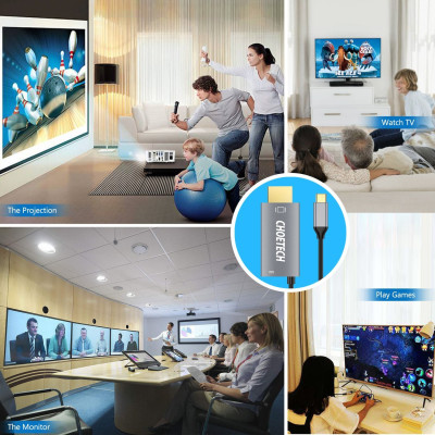 Dây cáp sạc nhanh CHOETECH M180 chia cổng đa năng PD Type-C thành cổng Type-C PD 3.0, cổng HDMI chuẩn 4k dài 180cm cho Macbook Pro / Smartphone - Hàng chính hãng