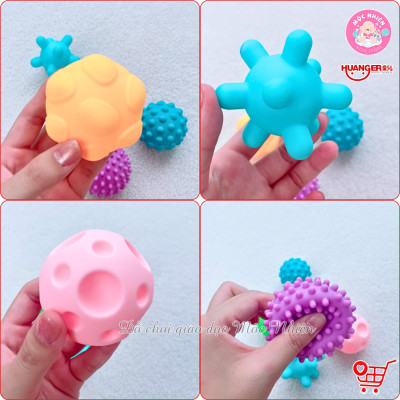 Đồ Chơi Giáo Dục Sớm 6 Bóng Gai Cho Bé - HUANGER HE0207 Textured Balls (Từ 6 Tháng Tuổi)