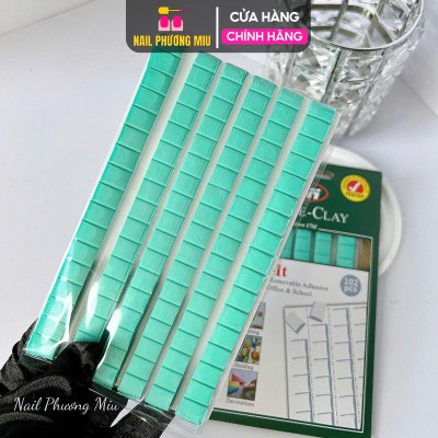 Keo Đa Năng Dán Đế Móng Mẫu 102 Miếng Keo Mini Màu Xanh, Đất Sét Dính Có Thể Tái Sử Dụng Làm Nail Cố Định Siêu Bền Phương Miu keo dán móng giả