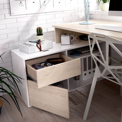 Bàn máy tính chữ L kết hợp tủ lưu trữ SMLIFE Durumon