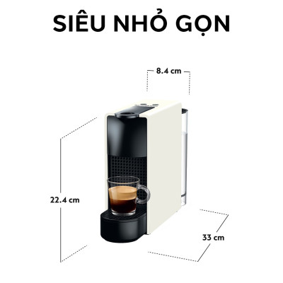 Bộ máy pha cà phê Nespresso Essenza Mini Trắng & máy đánh sữa Aeroccino 3 - Hàng chính hãng