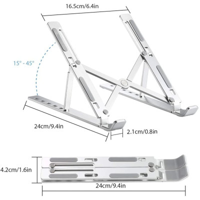 Giá Đỡ Tản Nhiệt Laptop/ Máy tính bảng/ Ipad để bàn chất liệu hợp kim nhôm loại cao cấp nhất (Giao màu ngẫu nhiên) Hút Gió Tương Thích Với Mọi Loại Laptop Đế Nhôm Gập Dành Cho Macbook Gấp Gọn Tiện Dụng - Hàng Nhập Khẩu