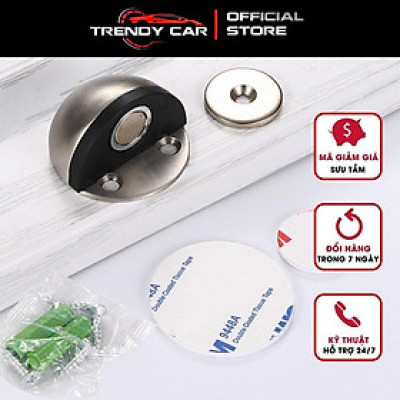 Chặn cửa bán nguyệt inox siêu hít nam châm chống va đập, ồn thông minh cho bé gắn sàn kèm miếng dán tường 3M, đồ ốc vít