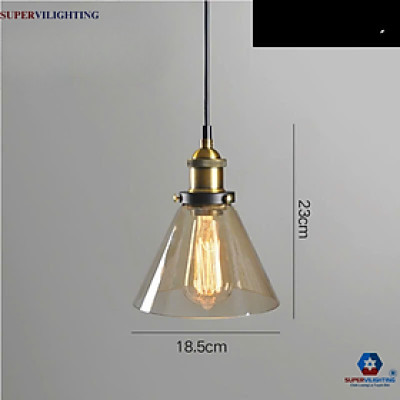 Đèn thuỷ tinh đui đồng thả trần trang trí phòng khách SuperVilighting màu chà decor quán