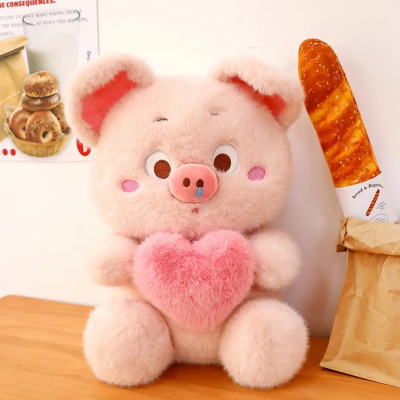Thú nhồi bông heo rút tim đáng yêu - Size từ 30cm đến 50cm - Quà tặng gấu bông heo ôm tim có thể kéo ra được.