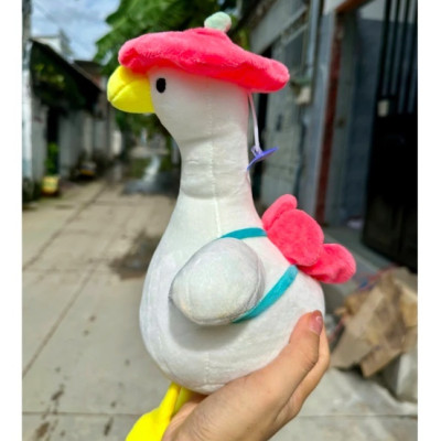 Thú nhồi bông ngỗng trắng đội mũ đáng yêu - Size 25cm - Quà tặng gấu bông vịt trắng êm mịn cho bé