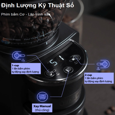 Máy xay hạt cà phê Espresso tự động tích hợp 31 chế độ xay thương hiệu HiBREW G3A - Hàng Chính Hãng