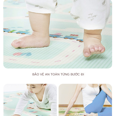 Nệm (thảm) chơi Nhà của Mẹ gấp gọn 2 mặt cho bé kích thước 180x200x1cm - họa tiết hình thú dễ thương giao ngẫu nhiên