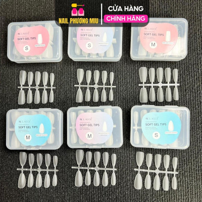 Hộp 100 Móng Úp Nhám Trong JNICE Đủ Form Bầu Nhọn Thang Làm Nailbox Tiện Lợi Size S, M Theo Vỉ 10 Móng Nữ Women dụng cụ nail box