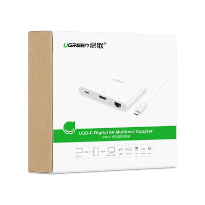 Ugreen UG30440US182TK Bộ chuyển đổi TYPE C sang USB 3.0 + USB 2.0 + HDMI + LAN + hỗ trợ nguồn TYPE C - HÀNG CHÍNH HÃNG