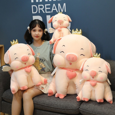 Gấu bông gối ôm Heo Vương Miện vải nhung cao cấp co giãn 4 chiều