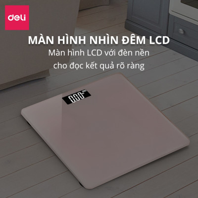 Cân Điện Tử Sức Khoẻ Thông Minh Mặt Vuông Kính Cường Lực Chịu Lực 180Kg Deli - Phù Hợp Gia Đình Trường Học - Nhiều Màu Sắc - Hàng Chính Hãng - E86120