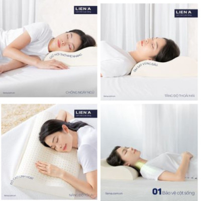 Gối Nằm Cao Su Thiên Nhiên Liên Á Contour- Chống đau mỏi vai gáy, hỗ trợ giấc ngủ, chống ngáy-100% cao su thiên nhiên