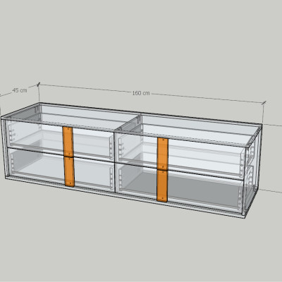 HAPPY FURNITURE , Tủ lưu trữ 4 ngăn kéo - SPACE, THK_281 , 160cm x 45cm x 43cm DxRxC