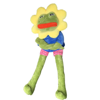 Gấu bông ếch xanh Pepe sad frog 50cm 75cm đội hoa hướng dương siêu bựa dành cho vozer