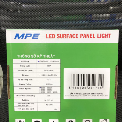 Đèn led panel ốp trần nổi tròn công suất 18W MPE (3 loại ánh sáng trắng-vàng-3 màu)
